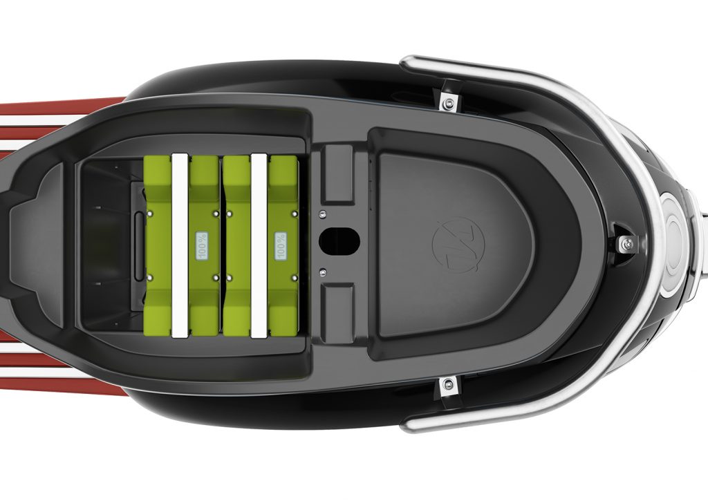 Akkus und Stauraum des elektrischen Rollers 54 iconic von Kumpan 